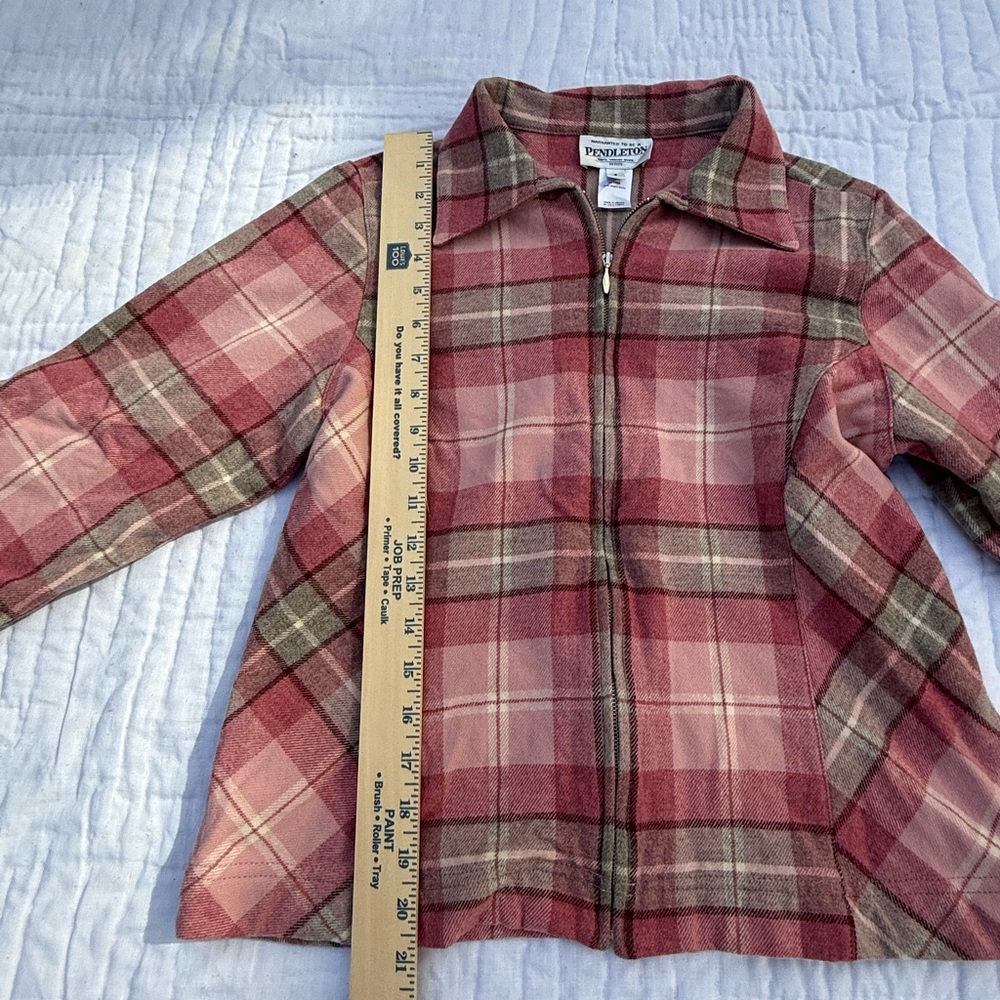 Pendleton Pink Plaid Zip-Front Wool Jacket size p… - image 2